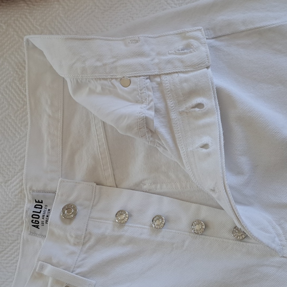 Agolde Los Angeles‎ Womens Lana 100% Cotton Frayed White Straight Ankle Jeans 29 - Picture 4 of 8